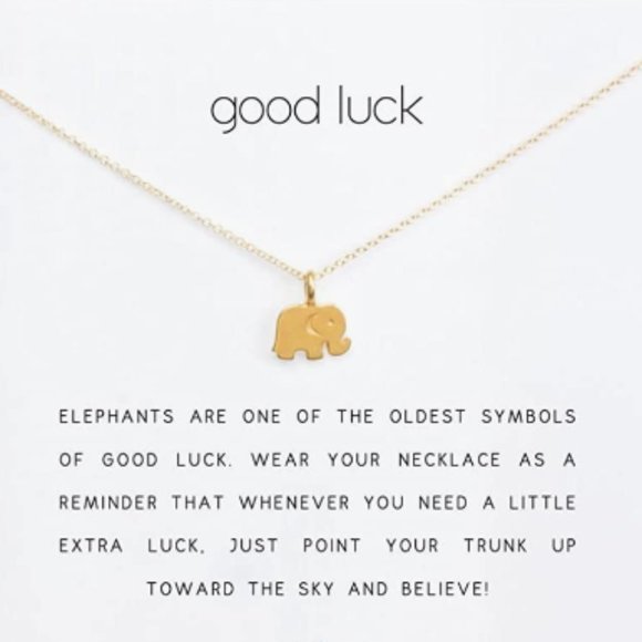 Big Day Boxes Jewelry - Gold Elephant Good Luck Necklace + Card